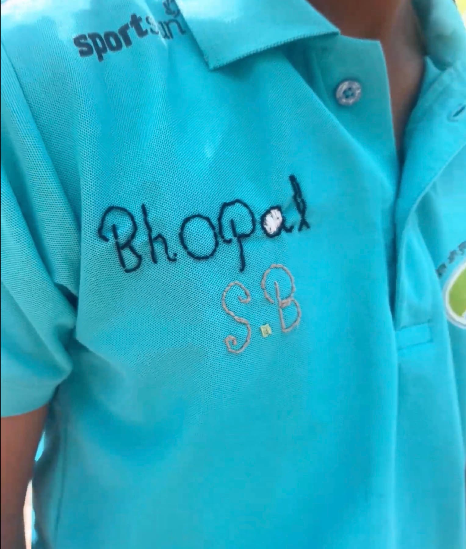 Hand-embroidered BhopalSB identity created by a Junglee Crew member