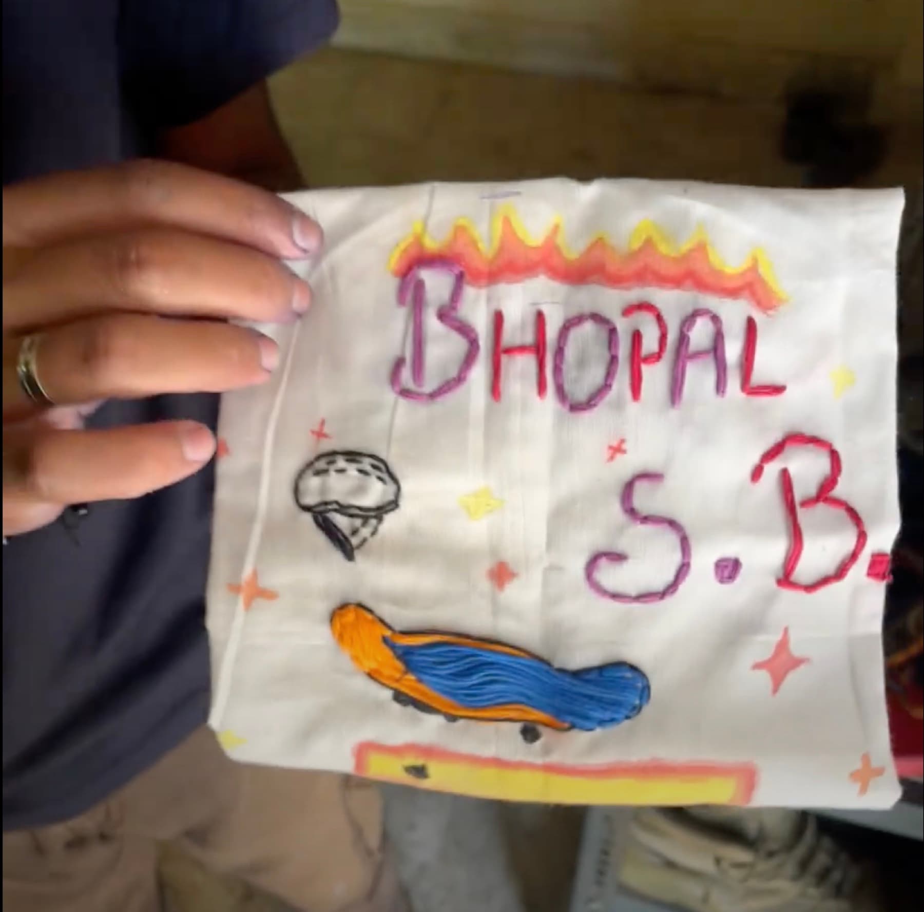Handmade BhopalSB skateboard artwork by the Junglee Crew