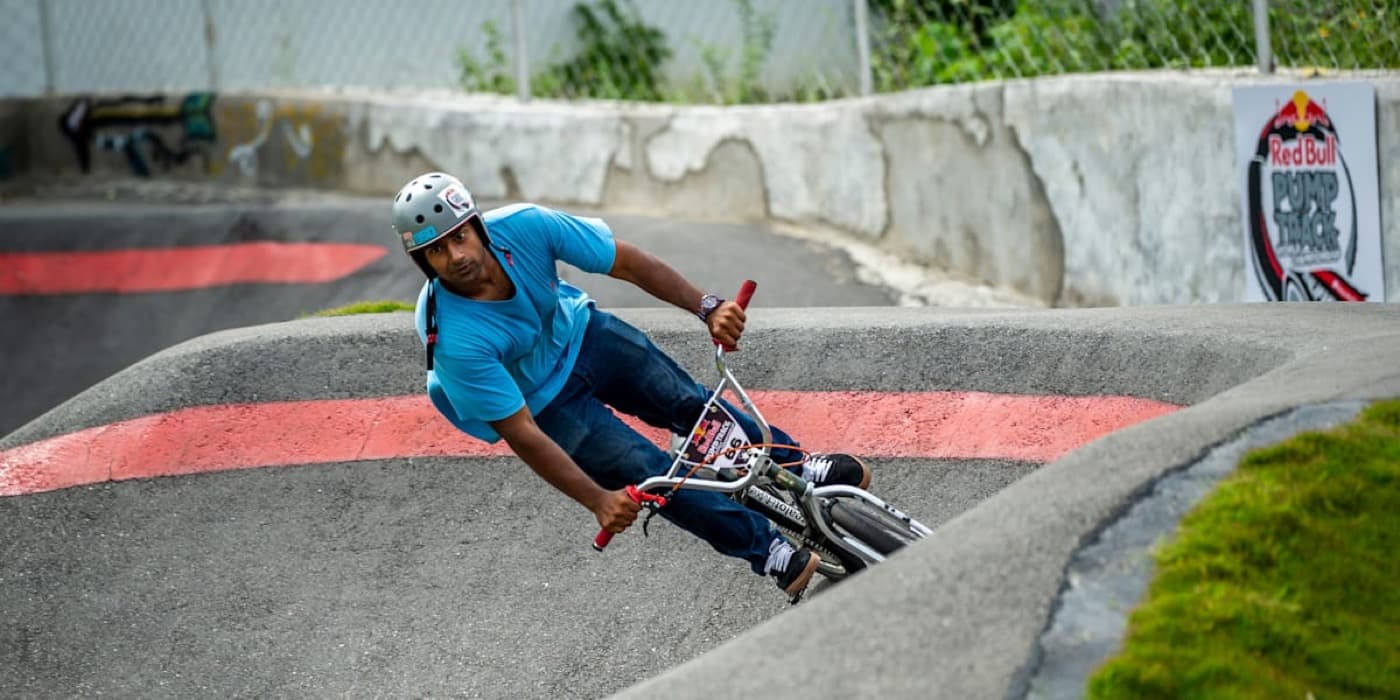 BMX rider at WallRide Park in Hyderabad