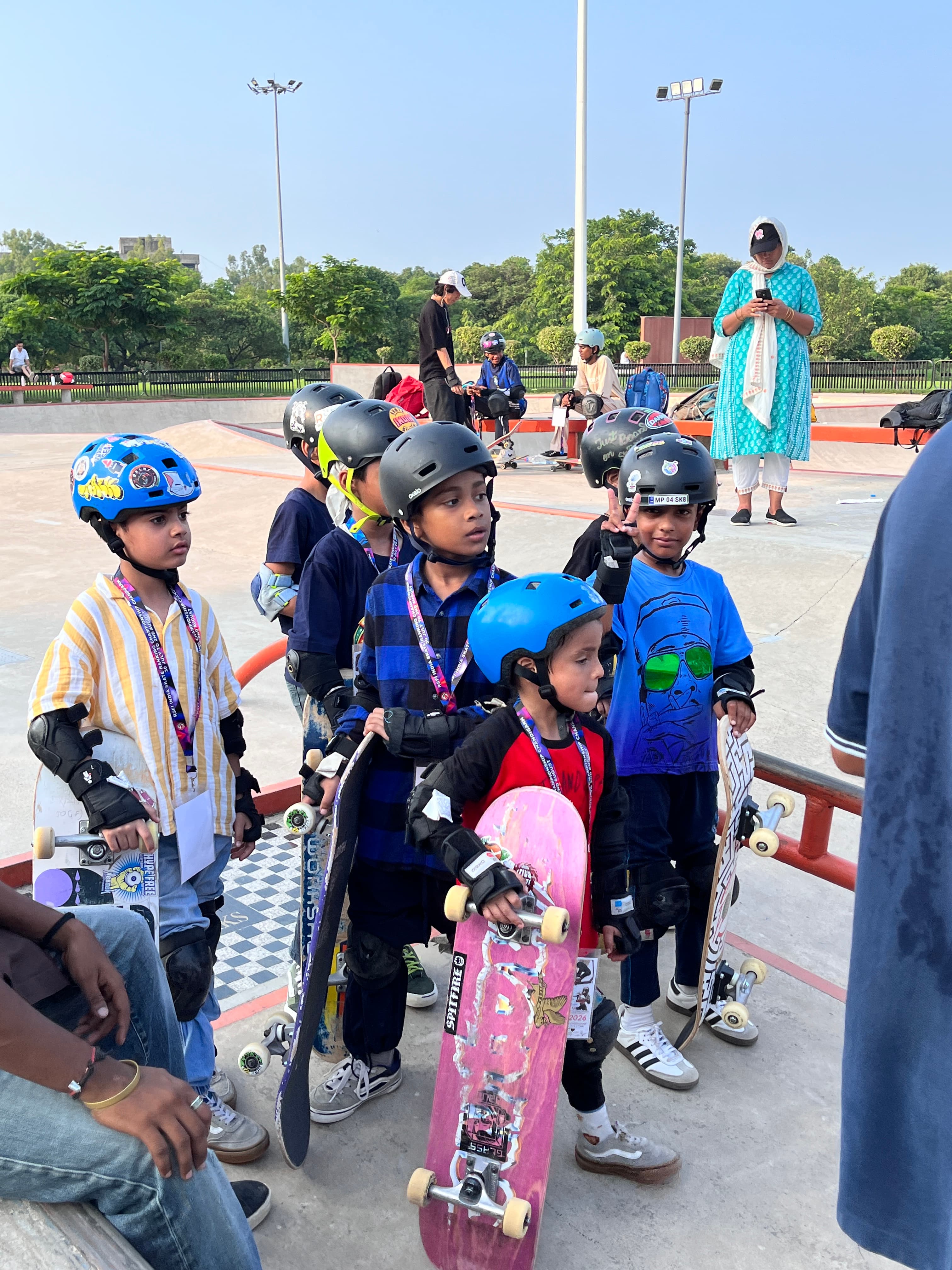 Young skateboarders participating in a BhopalSB competition